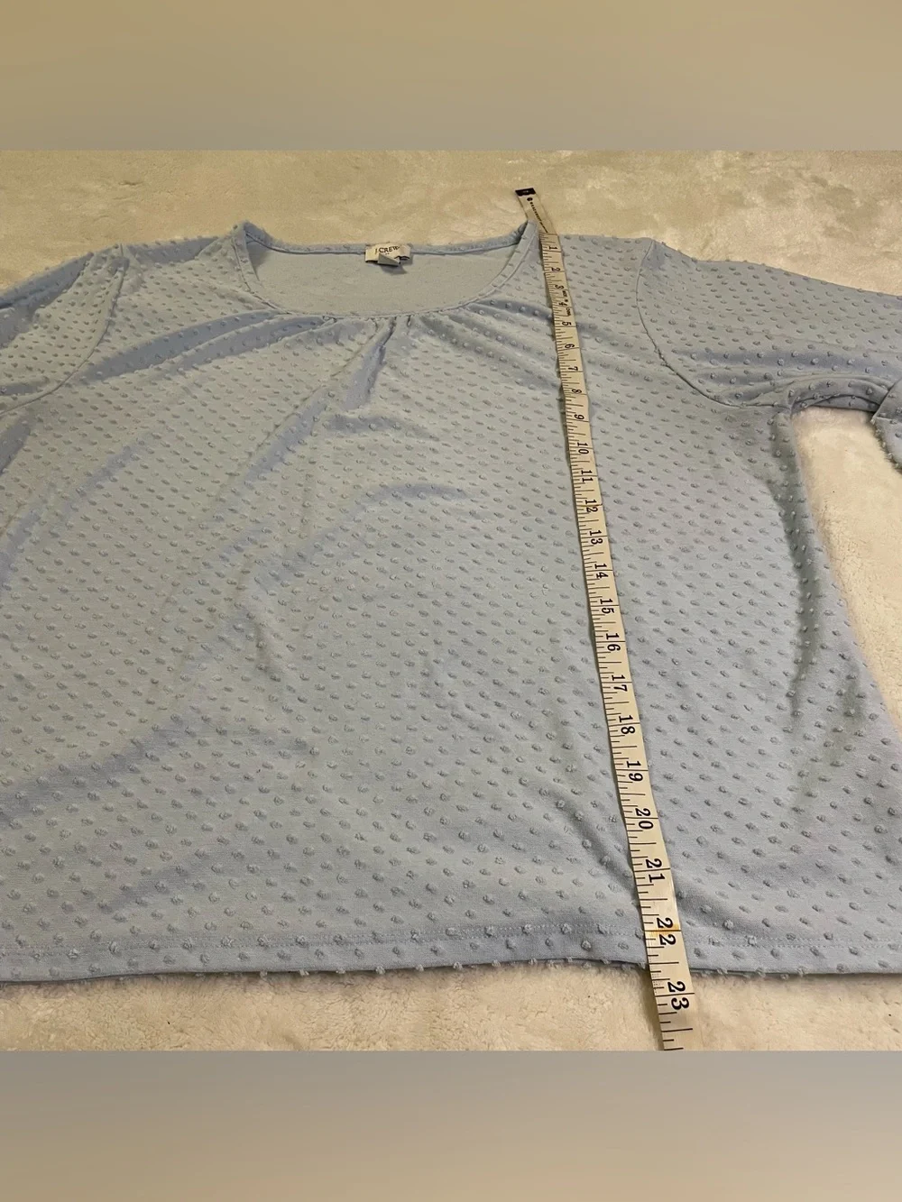 J. Crew Baby Blue Bubble Textured 3/4 Sleeve Blouse size L